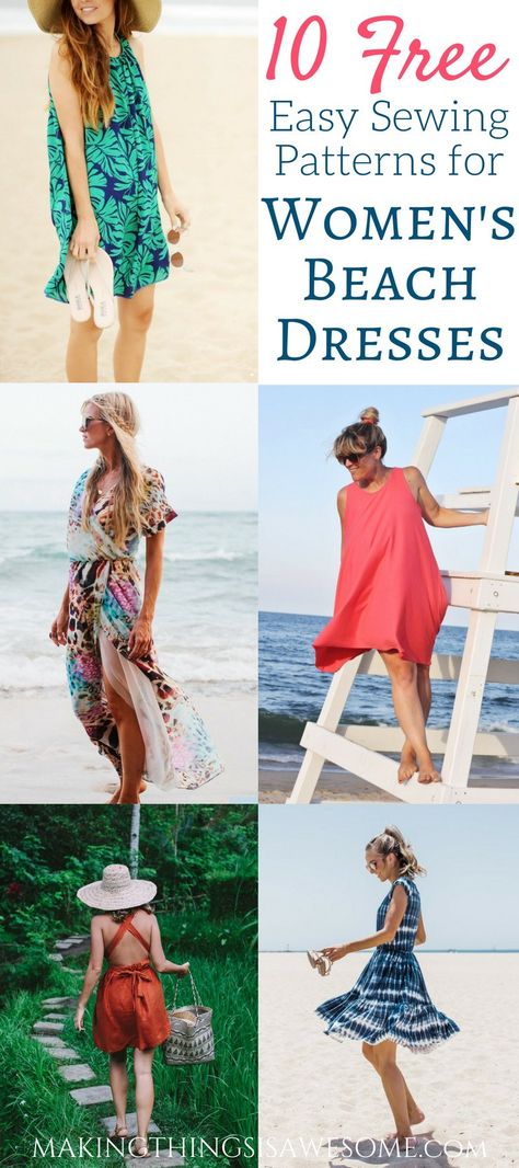 Easy Sewing Patterns Free, Sewing Patterns Free Women, Womens Beach Dresses, Trendy Sewing, Simple Sewing, Beginner Sewing Projects Easy, Free Sewing Patterns, Easy Sewing Patterns, Sewing Projects For Beginners