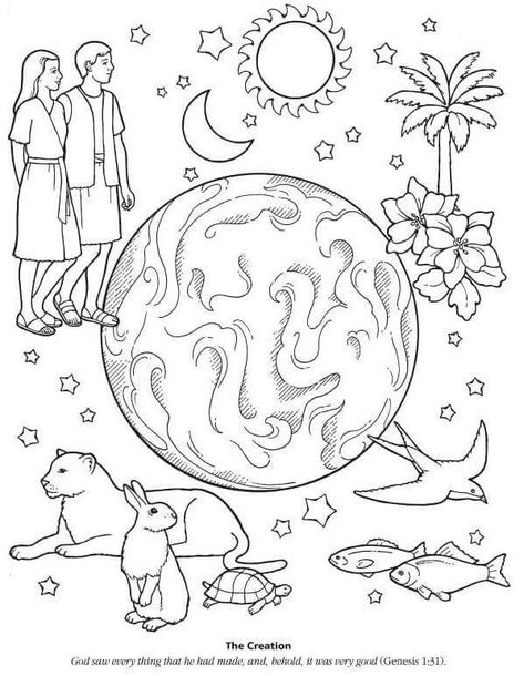 Gods Creation Sunday School Colouring Pages Earth Coloring Pages, Creation Coloring Pages, Lds Coloring Pages, 7 Days Of Creation, Creation Bible, Sunday School Coloring Pages, Days Of Creation, Preschool Coloring Pages, School Coloring Pages