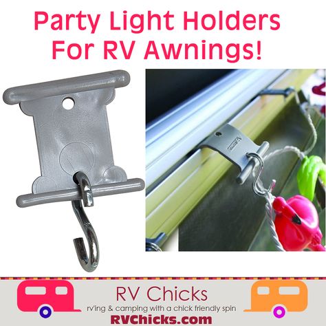 You can add party lights to your RV awning with these clips. Rv Awning Lights, Camper Awning Lights, Retro Travel Trailers, Trailer Awning, Palm Tree Lights, Flamingo Lights, Rv Awning, Rv Lighting, Awning Lights