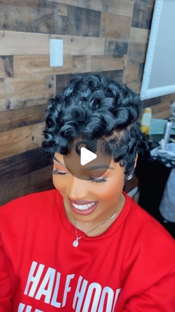 Teerozay on Instagram Pineapple Waves Short Hair, Shoulder Length Flat Iron Curls, Pin Curls Medium Length Hair, Roller Set Pixie Short Hair, Finger Waves On Medium Length Hair, Short Curl Hairstyles, Finger Wave Curls Short Hair, Pin Curls Short Hair Black Women, Betty Boop Curls Black Hair