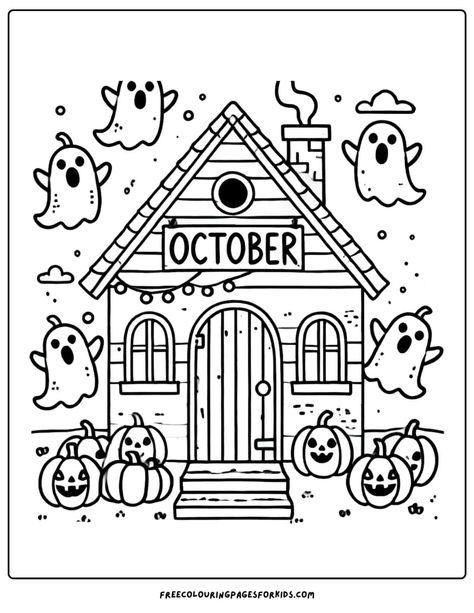 29 October Coloring Pages - Coloring For Kids October Coloring Sheets For Kids, Kid Halloween Coloring Pages, Hello October Coloring Page, Halloween Preschool Coloring Pages, Halloween Color Sheets Free Printable, Coloring Pages Aesthetic Halloween, Toddler Halloween Coloring Pages, Kids Halloween Coloring Pages Free, Halloween Color Pages Free Printable