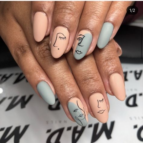 Modern Art Nails, Picasso Nails, Mani Ideas, Nail Work, Hard Nails, Lovely Nails, Subtle Nails, Nail Design Inspiration, Modern Nails