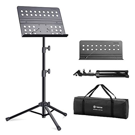 Vekkia Sheet Music Stand-Metal Professional Portable Perforated Music Stand with Carrying Bag,Folding Adjustable Music Holder,Super Sturdy suitable for Instrumental Performance & Band & Travel Music Stands Wooden, Music Stand Accessories, Music Stand Lights, Multi Guitar Stand, Sheet Music Stand, Music Stands, Electric Gate Opener, Music Stand, Led Ring Light