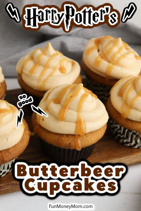 Boozy Butterbeer, Butterscotch Buttercream, Butterscotch Cupcakes, Boozy Cupcakes Recipes, Butterscotch Frosting, Butterbeer Cake, Butterbeer Cupcakes, Harry Potter Butterbeer, Boozy Baking