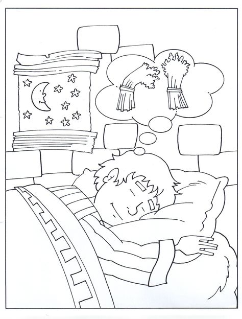 Joseph's dream Joseph Crafts, Worksheets For Middle School, Sunday School Printables, Joseph Dreams, Jesus Coloring Pages, Sunday School Coloring Pages, Bible Activities For Kids, Bible Story Crafts, Preschool Coloring Pages