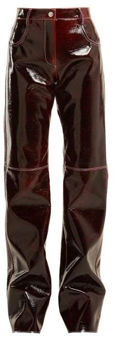 Msgm - Relaxed Crinkle Effect Vinyl Trousers - Womens - Burgundy 2 Pieces Outfits For Women, Vinyl Trousers, Vetements Shoes, Denim On Denim, Mode Vintage, Stage Outfits, Looks Style, Mode Inspiration, Dream Clothes