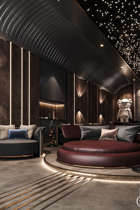 Add sophisticated accents to your living room with LUXXU's luxurious pieces. Home Theater Ideas Luxury, Cinema Room Design, Beautiful Room Decor, Sophisticated Living Room, Home Theater Room Design, Theater Room Design, Luxxu Modern Design Living, Cinema Design, Theatre Interior