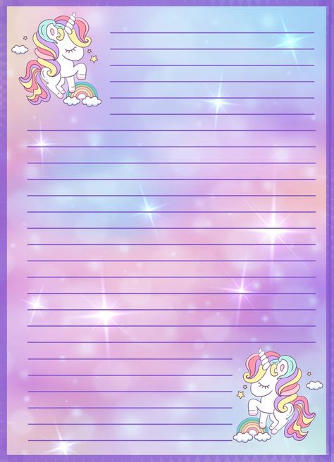 Stationary Printable Free, Unicorn Stationary, Notepad Printable, Fancy Stationery, Writing Paper Template, Fancy Writing, Stationary Craft, Cars Birthday Invitations, Writing Papers