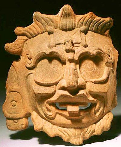 Kinich Ajau, sun god, in 22 ruler's tomb, from Tikal Mayan Mask, Mayan History, Aztec Artwork, Maya Art, Ancient Maya, Mayan Culture, Mayan Art, Ancient Mayan, Tikal