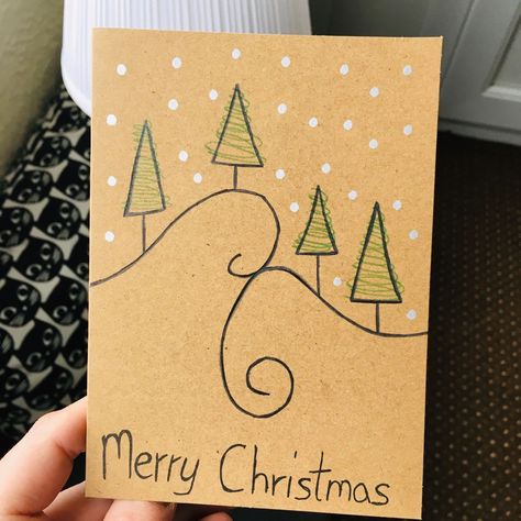 Simple Xmas Card Designs, Homemade Christmas Cards Ideas Simple, Cute Christmas Cards Handmade Easy, Christmas Cards Diy Handmade Easy, Cute Easy Christmas Cards, Diy Easy Christmas Cards, Christmas Cards Easy Diy, Simple Homemade Christmas Cards, Home Made Christmas Cards Inspiration