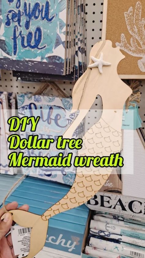 dollartreediylovers on Instagram: 🌊🧜‍♀️Happy Sunday Beautiful people!🧜‍♀️ Sharing this mermaid wreath I made using items from @dollartree This wreath will be available on… Beach Theme Bathroom Diy, Mermaid Crafts For Adults, Dollar Tree Mermaid Tail Wreath, Diy Mermaid Decorations, Dollar Tree Mermaid, Mermaid Wreaths, Diy Mermaid Decor, Mermaid Diy Crafts, Cabin Door Decorations