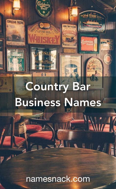 10 catchy name ideas for your country bar. Bar Ideas For Restaurants Rustic, Country Bar Ideas Restaurant, Cowboy Bar Ideas, Names For A Mobile Bar, Home Bar Names Ideas, Country Business Names, Pub Names Ideas, Bar Names Catchy, Western Business Names