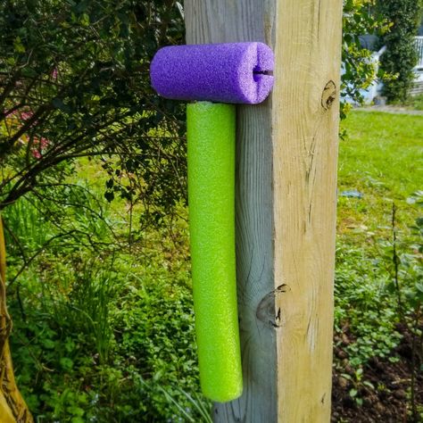 Pool Noodles for Horse Toys and Enrichment: Five Ideas - Enriching Equines Homemade Horse Toys, Horse Enrichment Ideas Diy, Cow Enrichment Ideas, Horse Pasture Enrichment, Horse Boredom Busters Diy, Farm Animal Enrichment, Diy Toys For Horses, Horse Paddock Enrichment, Diy Horse Enrichment Toys