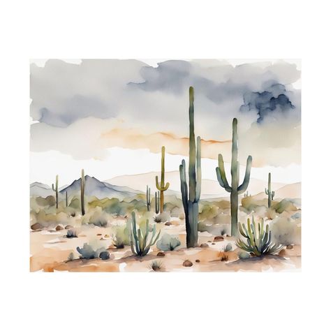 Neutral Watercolor Print Arizona Desert Landscape Painting Saguaro Desert Wall Art Poster * Saguaro Desert #7 * Printed from an original digital watercolor painting * Several sizes to choose from * Materials: high-quality matte paper * Shipping: high-quality protective packaging with tracking number * Sold unframed - framing required. * Main Colors(s): Brown, muted green, gray ♥ To see more of my art prints, please visit my shop: https://www.RaindropHouse.Etsy.com 🎨 Description: Elevate your ho Desert Watercolor Paintings, Watercolor Desert Landscape, Desert Watercolor, Desert Landscape Painting, Painting Hobby, Paint Software, Neutral Watercolor, Desert Wall Art, Muted Green