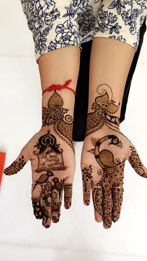 Henna for best friend's wedding Mehndi Design For Best Friend Wedding, Best Friend Wedding Mehndi Design, Best Friend Mehandi Design, Mehndi For Best Friend Wedding, Best Friend Mehndi, Best Friend Mehndi Design, Sister Wedding Mehndi Design, Cartoon Mehendi, Wedding Packings