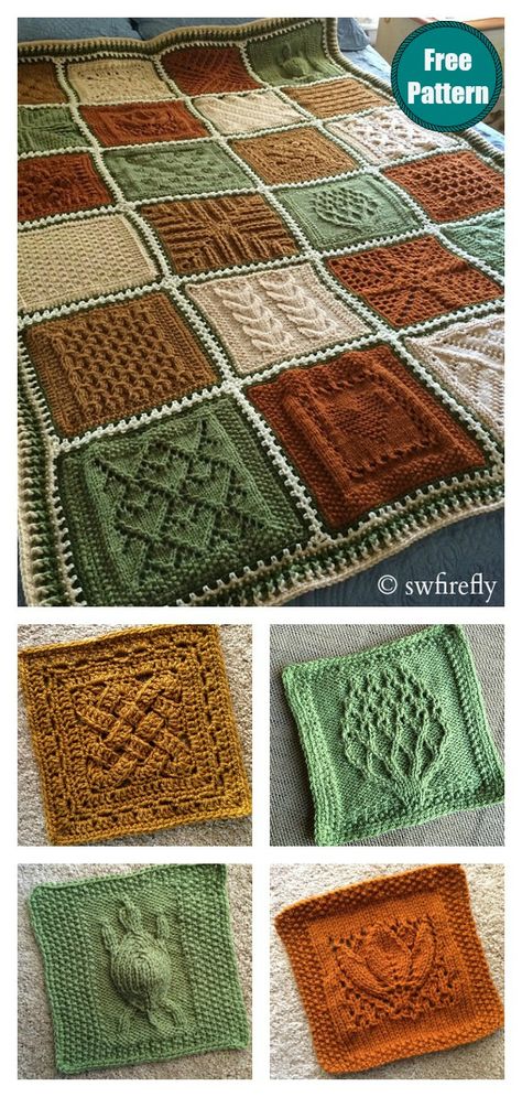 Sampler Afghan Blanket Free Knitting Pattern Sampler Afghan, Motifs Afghans, Knitting Squares, Crocheted Afghans, Knitted Afghans, Hacks Clothes, Afghan Patterns, Afghan Blanket, Blanket Knitting Patterns