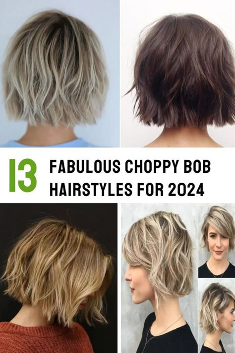 Revamp your look with 2024's most daring choppy bob hairstyles! From textured lobs to asymmetrical cuts, discover 13 fresh takes on this classic style that blend edge with effortless chic.  #ChoppyBob2024 #BobHairstyles #EdgyHaircuts #TexturedLob #AsymmetricalBob #ModernHaircuts #LowMaintenanceStyle #HairTrends2024 #ShortHairInspo #TousledBob Layered Mid Length Bob Hairstyles, Fine Hair Choppy Bob, Razored Ends Bob, Long Bob Choppy Layers, Bobs With Layers And Bangs, Short Bob Hairstyles With Side Bangs, Chunky Layered Bob, Bob With Choppy Ends, Short Bobs For Straight Hair