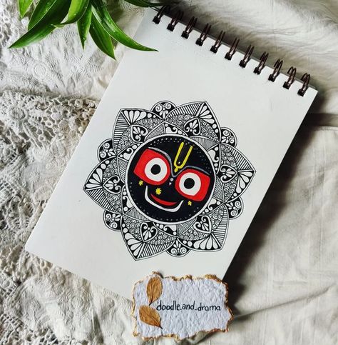 Puri Jagannath Mandala Art, Jagannath Mandala Art, Jai Jagganath, Mandala Art Ideas Creative, Creative Mandala Art, Jai Jagannath, Easy Mandala Drawing, Boho Art Drawings, Mandala Art Therapy