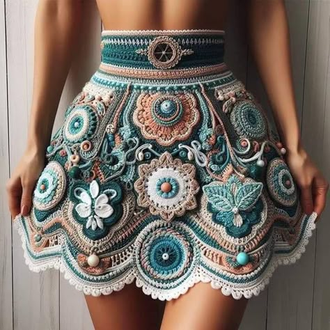 Skirt Crochet, Crochet Skirts, Crochet Clothing And Accessories, Crochet Gloves, Crochet Fashion Patterns, Crochet Skirt, Crochet Clothing, Looks Chic, Knit Fashion