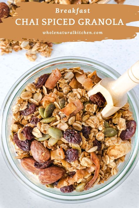 Chai Spiced Granola Chai Spiced Granola, Chai Granola, Spiced Granola, Homemade Cashew Milk, Winter Foods, Ginger Spice, Cashew Milk, Raw Cashews, Chai Spice