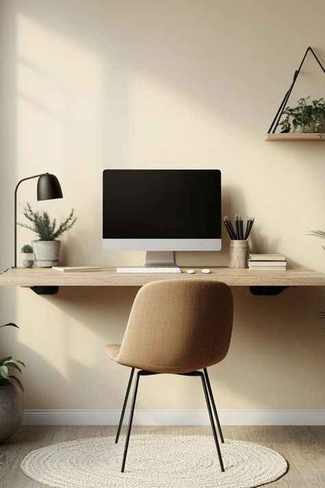 Save space with a DIY floating desk for small workspaces. Perfect for productivity without the clutter. #DIYDesk #SmallSpaceSolutions #HomeOffice Floating Desk Under Window, Diy Murphy Desk, Ikea Wall Desk, Floating Desk Diy, Small Desk Ideas, Floating Office Desk, Floating Desk Ideas, Floating Wall Desk, Minimalist Desk Setup