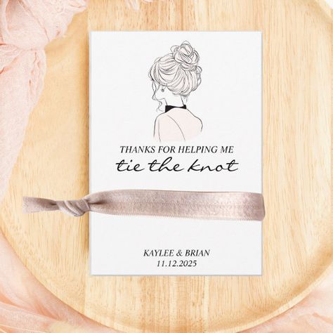 Bridesmaid Hair Tie Scrunchie Holder Enclosure Card Brown Hair Bride, Scrunchie Holder, Hair Tie Holder, Tie Holder, Hair Bride, Kids Nursery Decor, Free Birthday Invitations, Free Birthday Invitation Templates, Hair Accessories Jewelry