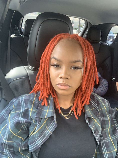 Dark Auburn Locs Black Women, Burnt Orange Locs, Dark Orange Locs, Orange Locs Black Women, Orange Locs, Red And Orange Locs Black Women, Burnt Orange Dreads Black Women, Dreads Black Women, Colored Dreads