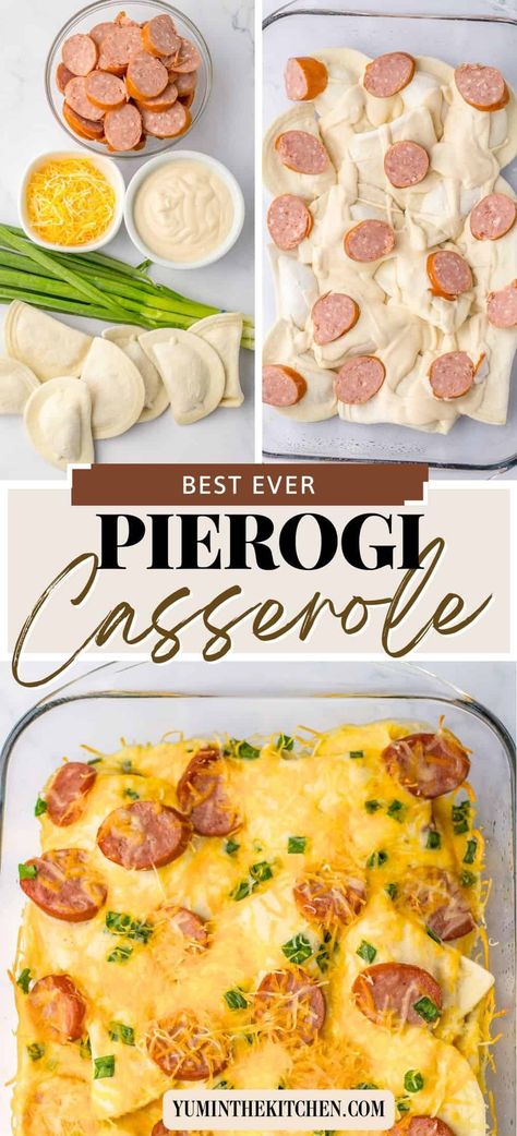 Pierogi Casserole Perogi Casserole, Pierogi Casserole With Kielbasa, Pierogies And Kielbasa, Super Easy Casseroles, Lazy Cooking, Baked Dish, Pierogi Casserole, Perogies Recipe, Vegetable Casserole Recipes