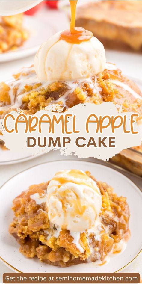 Caramel Apple Desserts Easy, Carmel Apple Dessert Recipes, Cake Mix Apple Cobbler, Easiest Desserts, Apple Dump Cake Recipe, Apple Dump Cake, Caramel Apple Dump Cake, Caramel Apples Easy, Dump Cake Recipe