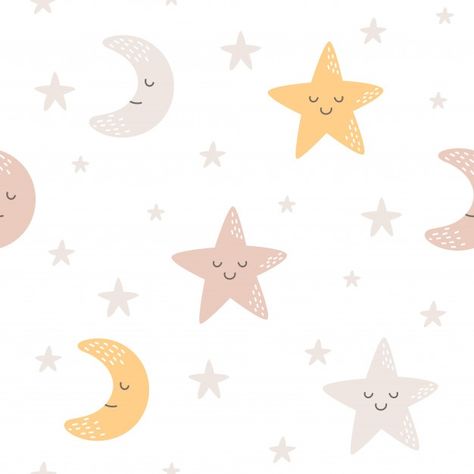 Moon and star seamless pattern | Premium Vector #Freepik #vector #pattern #kids #texture #star Kids Wallpaper Texture, Wallpaper Texture Pattern, Texture Pattern Design, Wallpaper Texture Seamless, Wallpaper Texture, Idee Cricut, Star Illustration, Pattern Design Inspiration, Baby Illustration