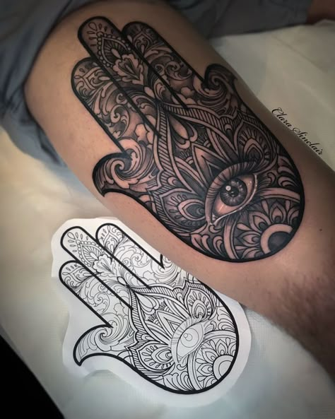 Fatima Hand Tattoo, Tattoo Main, Hamsa Tattoo Design, Hamsa Hand Tattoo, All Seeing Eye Tattoo, Mangas Tattoo, Hamsa Tattoo, Fatima Hand, Chest Tattoos For Women