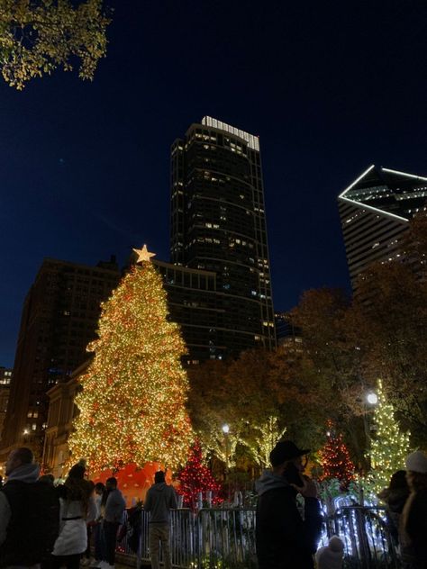 Chicago Aesthetic Christmas, Chicago In Christmas, Chicago At Christmas Time, Uic Chicago Aesthetic, Chicago Christmas Aesthetic, Chicago Winter Aesthetic, Chicago At Christmas, Aesthetic Christmas Lights, City Christmas Tree