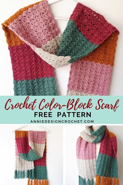 This Free pattern for a cozy Color-Block Crochet Scarf, is suitable for a beginner and is perfect for cooler weather, to wrap you in all the warmth you will need. The easy repeat pattern makes this project a fast make, you could rustle up a trendy color-block scarf for everyone on your Christmas list! Solstice Crochet, Granny Square Scarf, Gifts Crochet, Crocheting Patterns, Scarf Patterns, Crochet Scarf Pattern Free, Color Block Scarf, Beginners Crochet, Gift Crochet