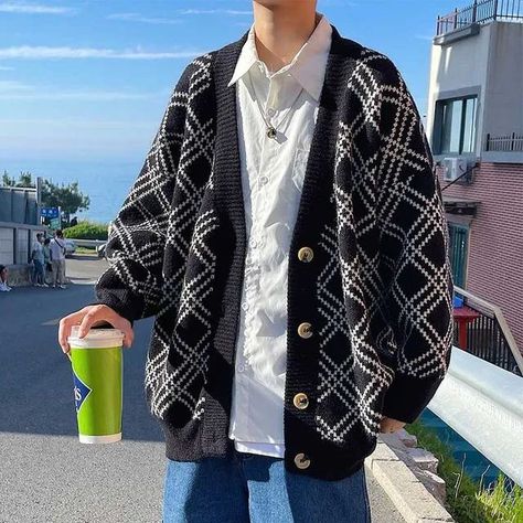 Male Jacket, Lazy Style, Mens Black Jacket, In Aesthetic, Winter Cardigan, Autumn Clothes, Men's Korean Style, Style Cardigan, Cardigan Coat