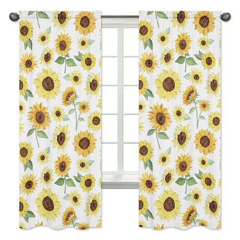 Sunflower Print Pattern, Sunflower Curtains, Designs Room, Sunflower Room, Sunflower Nursery, Girl Nursery Room, White Sunflowers, Sweet Jojo Designs, Jojo Designs