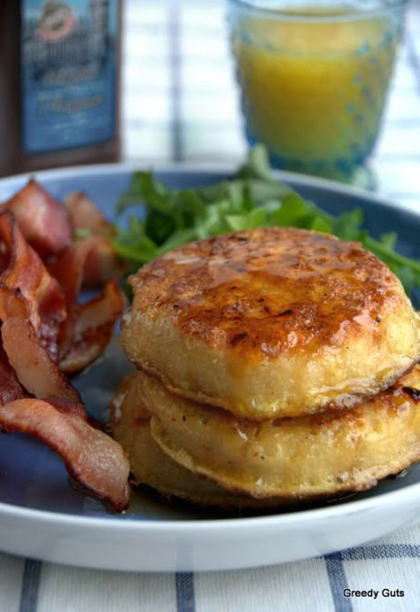 Jamie Oliver’s Eggy Breakfast Crumpets | The Culinary Adventures of a Greedy Guts Jamie Oliver Breakfast Recipes, Eggy Bread Recipe Breakfast Ideas, British Breakfast Ideas, Crumpet Breakfast Ideas, Savoury Crumpets, Cooked Breakfast Ideas, Jamie Oliver Pancakes, Breakfast Crumpets, Savoury Breakfast Ideas