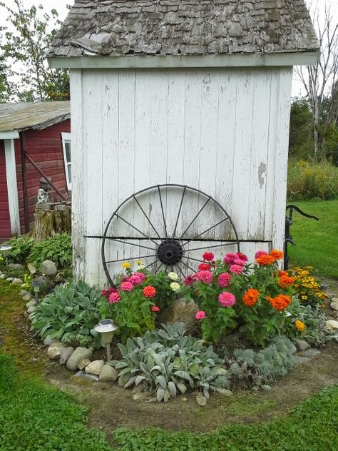 Flower Bed Diy, Front Porch Flower Bed, Porch Flower Bed, Shed Landscaping, Front Porch Flowers, Porch Flowers, Landscaping With Large Rocks, Bed Diy, Garden Yard Ideas