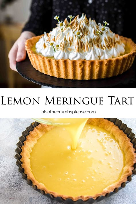 How To Make Lemon Meringue, Best Lemon Tart Recipe, Lemon Tart With Meringue, Lemon Meringue Tart Recipe, Lemon Tarts Recipe, Fancy Lemon Desserts, Tart Recipes Videos, Lemon Meringue Pie Crust, French Lemon Tart Recipe