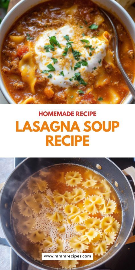 This Lasagna Soup is everything you love about lasagna, in a bowl! Cozy, saucy, and bursting with flavor, it’s the perfect quick fall soup recipe. Made in the Instant Pot or Crockpot for ease, this hearty dish is a perfect fit for Thanksgiving or any chilly night. Don't miss this warm and comforting harvest soup! #FallSoup #LasagnaSoup #ThanksgivingSoup Lasagna In A Bowl, Soup Recipe Instant Pot, Thanksgiving Soups, Lasagna Soup Crockpot, Harvest Soup, Easy Homemade Soups, Cheesy Lasagna, Lasagna Soup Recipe, Fall Soup