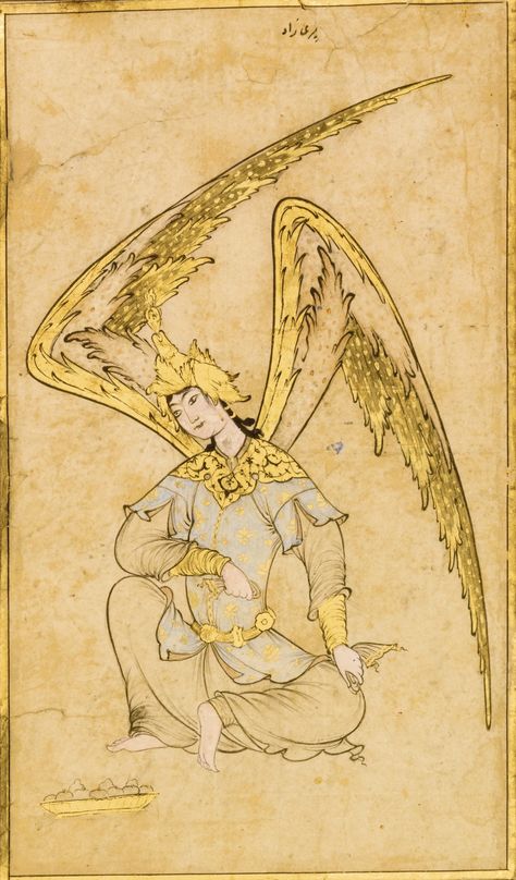 Persian Art Painting, Persian Miniature, Iranian Art, Islamic Paintings, Eastern Art, Turkish Art, Arte Inspo, An Angel, Religious Art