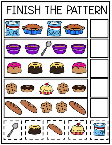 Baker Themed Worksheets that work on Early Literacy, Early Handwriting, Scissor Skills, Counting, Color Recognition and more! This NO PREP set has 50 worksheets for you to print out and start having fun! Perfect for a Community Helper lesson plan, learning about baking, or fun at home activities! Kindergarten Baking Activities, Chef Community Helper Activities, Cookie Preschool Theme, Baker Community Helper Preschool, Chef Week For Preschool, Food Language Activities Preschool, Food Eyfs Activities, Baker Preschool Activities, Baking With Preschoolers