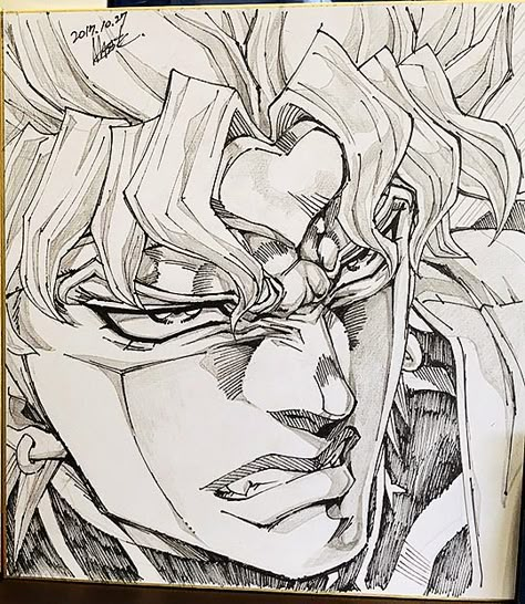 (Not mine but daaaamn, nice job whoever did this) Jojo's Bizarre Adventure Sketch, Jojo Sketch Art, Jojo's Bizarre Adventure Drawing, Jojo Drawing Sketch, Dio Brando Manga, Dio Jojo Bizarre Adventure, Kakyoin Manga, Jojo Sketch, Dio Manga