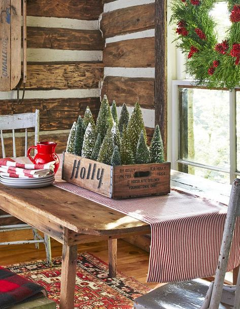 Bottlebrush Tree Decorating Ideas - Christmas Bottlebrush Trees Bottlebrush Trees, Tree Decorating Ideas, Bottle Brush Christmas Trees, Christmas Centerpieces Diy, Brush Trees, Tree Decorating, Bottle Brush Trees, Textured Sweater, Farmhouse Christmas Decor