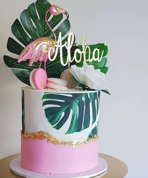 Tropical Themed Cake, Tropical Birthday Theme, Pool Birthday Cakes, Hawaiian Theme Cakes, Aloha Cake, Tropical Birthday Cake, Summer Birthday Cake, Hawaiian Cake, Tropical Wedding Cake