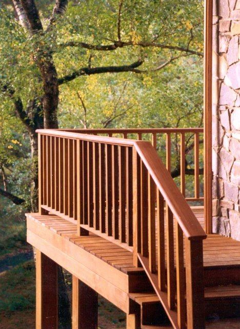 Ipe Deck Railing, Wooden Balustrade Outdoor, Deck Wood Railing Ideas, Exterior Stair Railing Wood, Cedar Deck Railing Ideas, Deck Ballistrades, Wood Railing Outdoor, Wooden Porch Railing Ideas, Deck Railing Design Wood