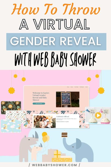 Hosting a gender reveal with your long distance friends and family? You can easily throw a virtual gender reveal with us at Web Baby Shower and have fun baby shower celebration! Learn more about how we make virtual baby showers easy and enjoyable. #virtualbabyshowers #genderreveal Long Distance Gender Reveal Ideas, Virtual Gender Reveal, Virtual Baby Shower Ideas, Gender Reveal Video, Online Baby Shower, Long Distance Friends, Baby Shower Pin, Virtual Baby Shower, Modern Baby Shower