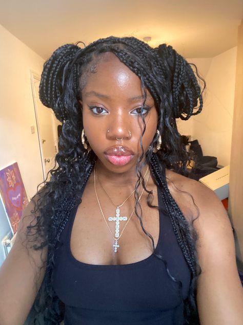 Cute Hairstyles For Braids Black, Hair Ideas With Braids Black Women, Braid Hairstyle Black Women, Black Women Braid Ideas, Black Braids Styles, Two Strand Hairstyles, Brown Hair Braided Hairstyles, Freaknik Braid Hairstyles, Straight Layered Braids