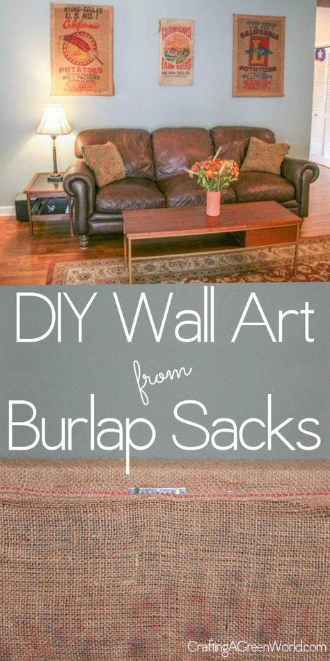 Coffee Sacks Projects, Burlap Sack Ideas, Burlap Sack Ideas Diy, Potato Sack Decor, Coffee Sack Wall Decor, Burlap Sack Decor, Coffee Bag Wall Art, Framed Burlap Wall Decor, Old Burlap Sack Ideas