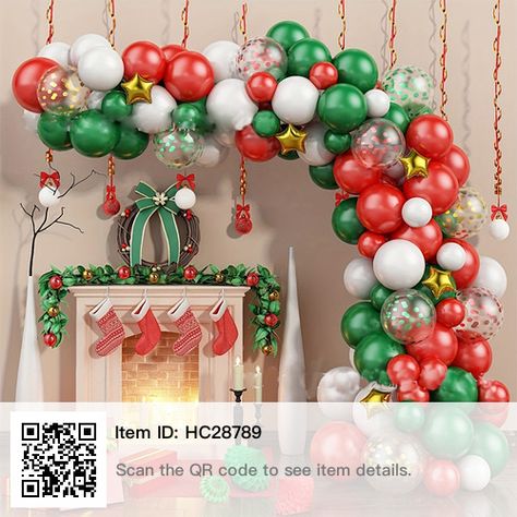 Christmas Balloon Arch, Christmas Arch, Ballon Party, Balloon Arch Kit, Red Green Christmas, Balloon Ribbon, Green Balloon, Christmas Balloons, Merry Christmas Decoration