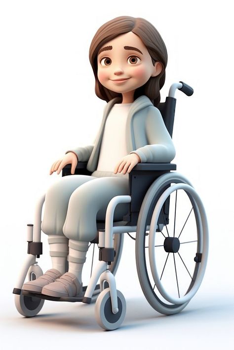 Wheelchair smiling white background parasports. AI generated Image by rawpixel. | premium image by rawpixel.com / Adjima Disabled Character, Sick Cartoon, Sick Baby, Prom Decor, Disabled People, Person Sitting, 3d Icons, Baby Cartoon, 3d Illustration